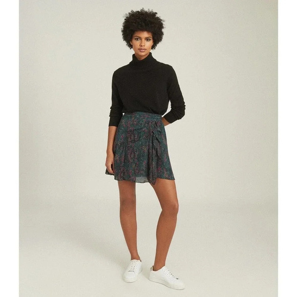 NWT $269 Reiss Skyla Reptile Print Faux Wrap Mini Skirt - Picture 2 of 8